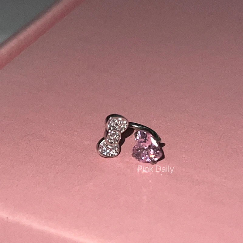 1PCS 1.2mm Bowknot Horseshoe Ring Stainless Steel Ear Bone Nail Shiny Screws Earrings Y2K Hottie Cochlea Piercing Body Jewelry-7