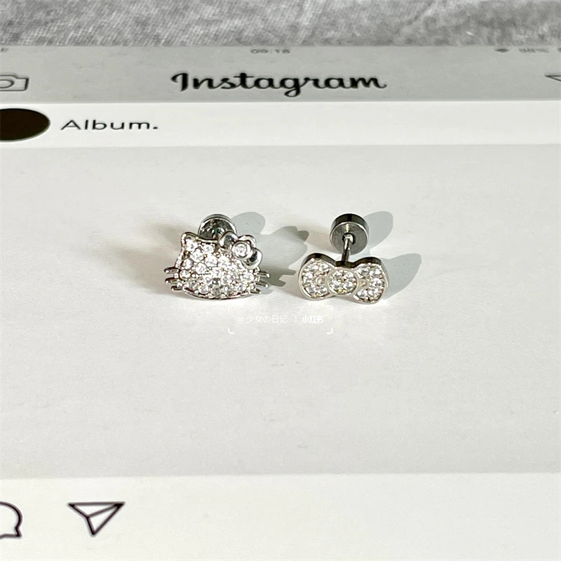 1PCS 1.2mm Bowknot Horseshoe Ring Stainless Steel Ear Bone Nail Shiny Screws Earrings Y2K Hottie Cochlea Piercing Body Jewelry-10