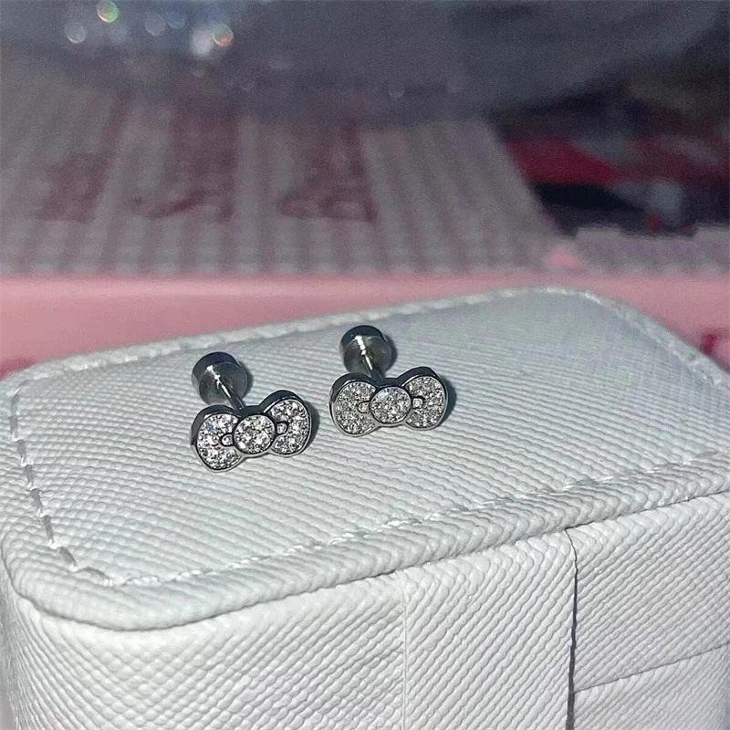 1PCS 1.2mm Bowknot Horseshoe Ring Stainless Steel Ear Bone Nail Shiny Screws Earrings Y2K Hottie Cochlea Piercing Body Jewelry-14