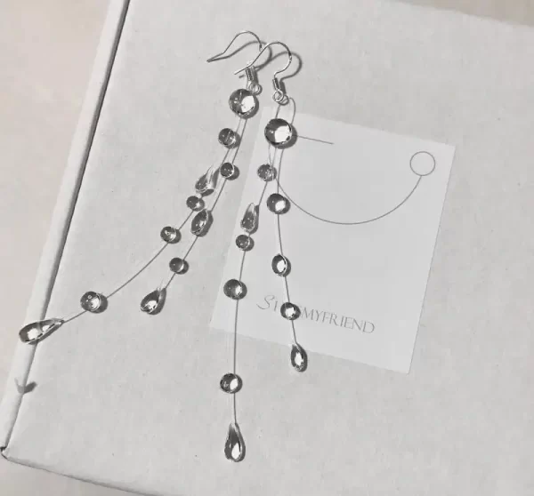 handmade water drop earrings necklace for women fashion transparent crystal bead long tassel earrings wedding party jewelry gift