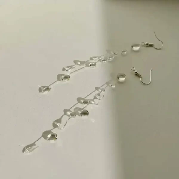 handmade water drop earrings necklace for women fashion transparent crystal bead long tassel earrings wedding party jewelry gift