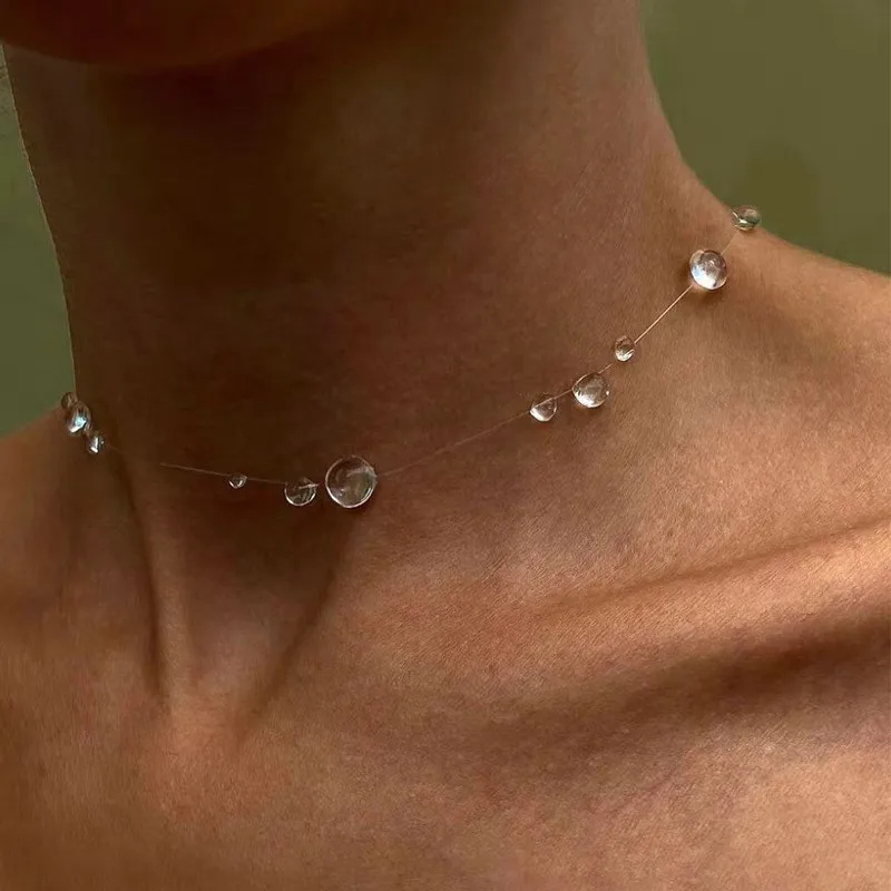 Handmade Water Drop Earrings Necklace for Women Fashion Transparent Crystal Bead Long Tassel Earrings Wedding Party Jewelry Gift-2 Handmade Water Drop Earrings Necklace for Women Fashion Transparent Crystal Bead Long Tassel Earrings Wedding Party Jewelry Gift-2