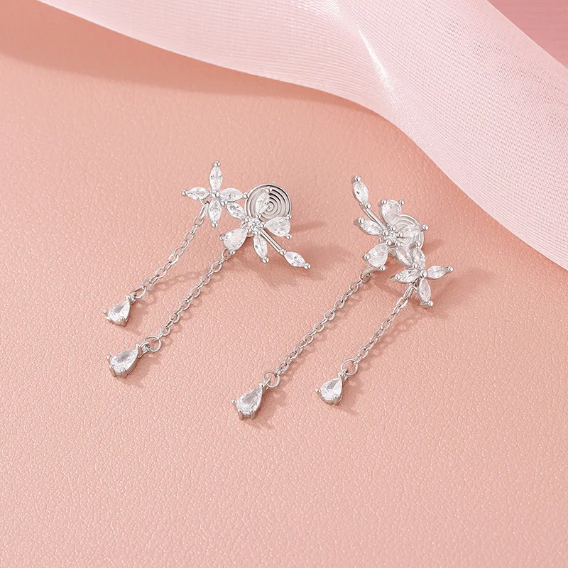 New 925 Sterling Silver Long Tassel Earrings Charm Exquisite Floral Women Earrings Beautiful Jewelry for Friends Birthday Gift-1 New 925 Sterling Silver Long Tassel Earrings Charm Exquisite Floral Women Earrings Beautiful Jewelry for Friends Birthday Gift-1