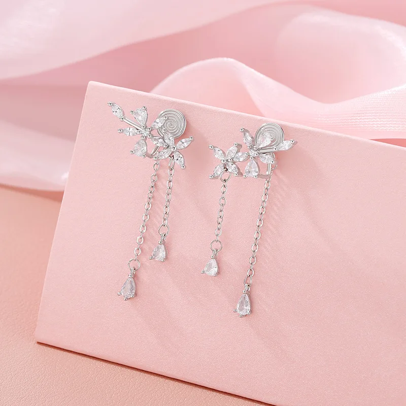 New 925 Sterling Silver Long Tassel Earrings Charm Exquisite Floral Women Earrings Beautiful Jewelry for Friends Birthday Gift-3 New 925 Sterling Silver Long Tassel Earrings Charm Exquisite Floral Women Earrings Beautiful Jewelry for Friends Birthday Gift-3