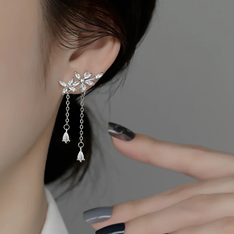 New 925 Sterling Silver Long Tassel Earrings Charm Exquisite Floral Women Earrings Beautiful Jewelry for Friends Birthday Gift-4 New 925 Sterling Silver Long Tassel Earrings Charm Exquisite Floral Women Earrings Beautiful Jewelry for Friends Birthday Gift-4