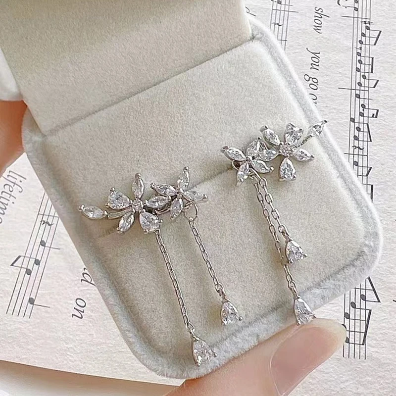 New 925 Sterling Silver Long Tassel Earrings Charm Exquisite Floral Women Earrings Beautiful Jewelry for Friends Birthday Gift-7 New 925 Sterling Silver Long Tassel Earrings Charm Exquisite Floral Women Earrings Beautiful Jewelry for Friends Birthday Gift-7