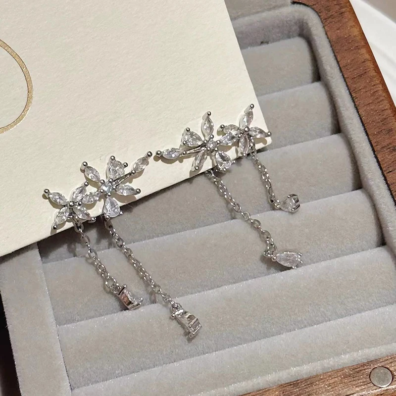 New 925 Sterling Silver Long Tassel Earrings Charm Exquisite Floral Women Earrings Beautiful Jewelry for Friends Birthday Gift-8 New 925 Sterling Silver Long Tassel Earrings Charm Exquisite Floral Women Earrings Beautiful Jewelry for Friends Birthday Gift-8