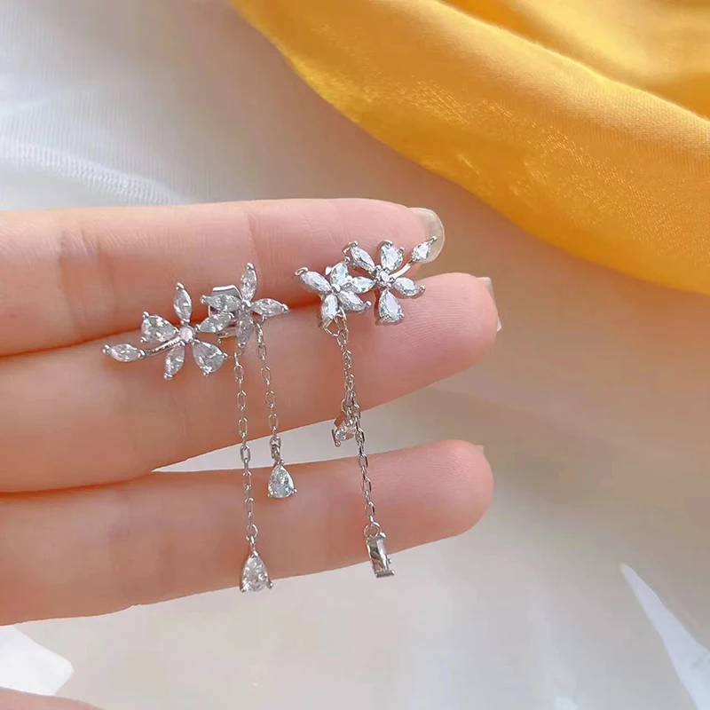 New 925 Sterling Silver Long Tassel Earrings Charm Exquisite Floral Women Earrings Beautiful Jewelry for Friends Birthday Gift-9 New 925 Sterling Silver Long Tassel Earrings Charm Exquisite Floral Women Earrings Beautiful Jewelry for Friends Birthday Gift-9