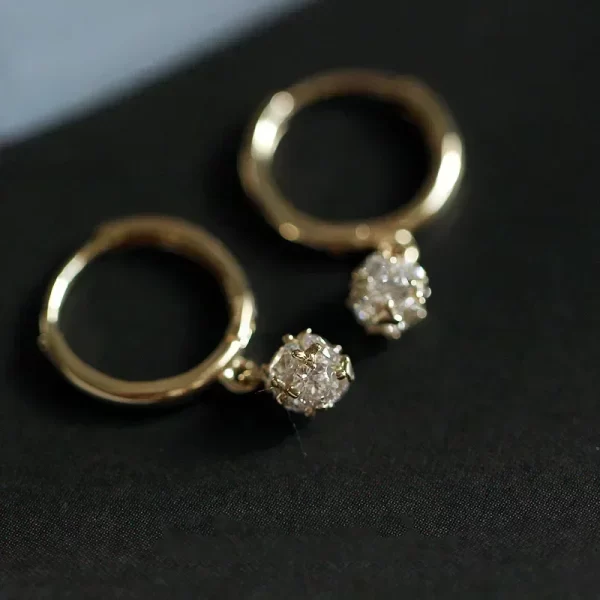 925 silver needle crystal zircon golden round earrings geometric flower rhinestones hoop classic earrings jewelry party gifts