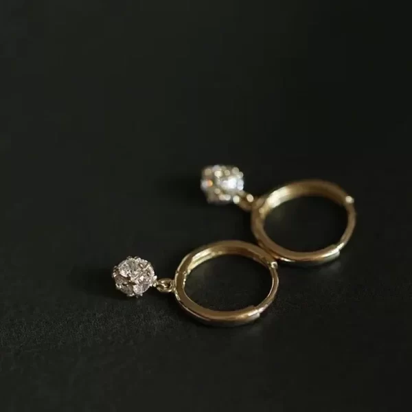 925 silver needle crystal zircon golden round earrings geometric flower rhinestones hoop classic earrings jewelry party gifts