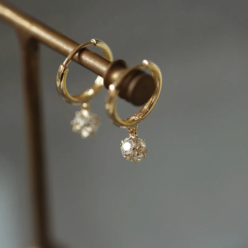 925 Silver Needle Crystal Zircon Golden Round Earrings Geometric Flower Rhinestones Hoop Classic Earrings Jewelry Party Gifts-10