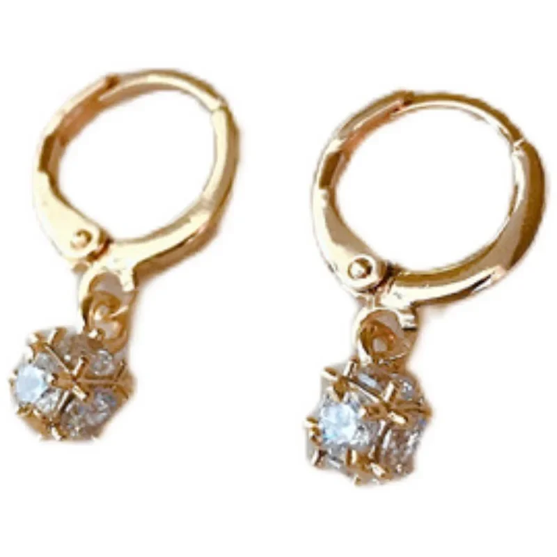 925 Silver Needle Crystal Zircon Golden Round Earrings Geometric Flower Rhinestones Hoop Classic Earrings Jewelry Party Gifts-12