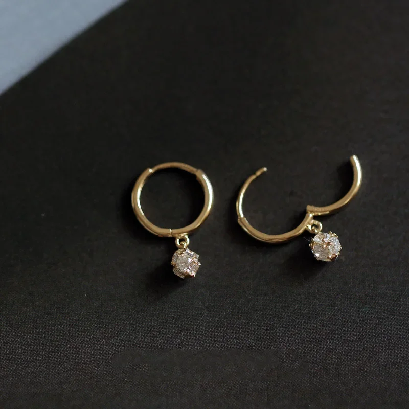 925 Silver Needle Crystal Zircon Golden Round Earrings Geometric Flower Rhinestones Hoop Classic Earrings Jewelry Party Gifts-14