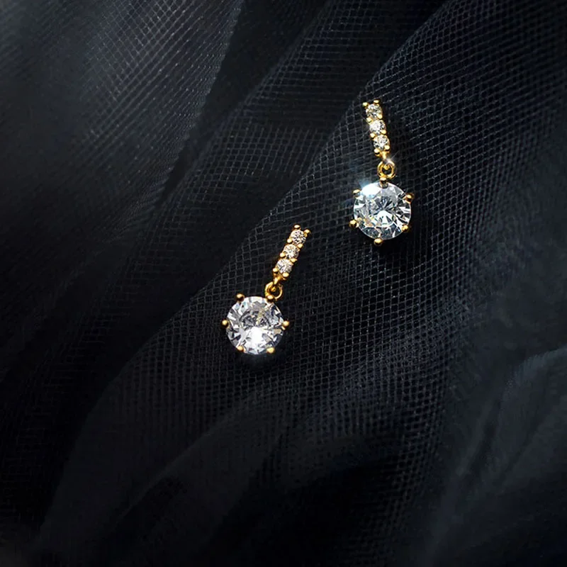 925 Silver Needle Crystal Zircon Golden Round Earrings Geometric Flower Rhinestones Hoop Classic Earrings Jewelry Party Gifts-22