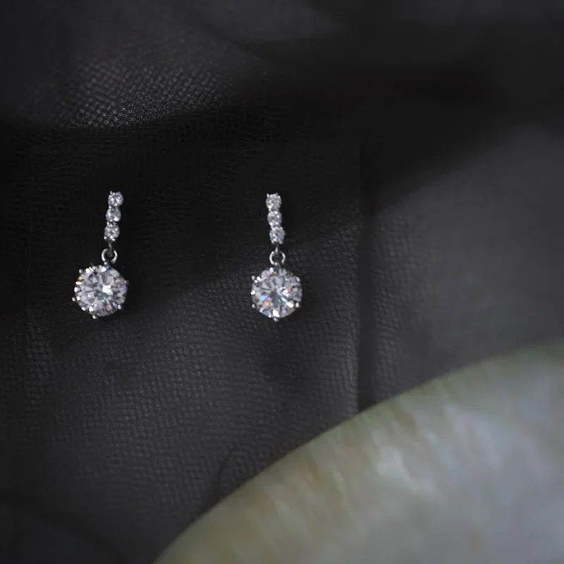 925 Silver Needle Crystal Zircon Golden Round Earrings Geometric Flower Rhinestones Hoop Classic Earrings Jewelry Party Gifts-23