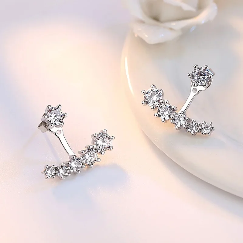 925 Silver Needle Crystal Zircon Golden Round Earrings Geometric Flower Rhinestones Hoop Classic Earrings Jewelry Party Gifts-28