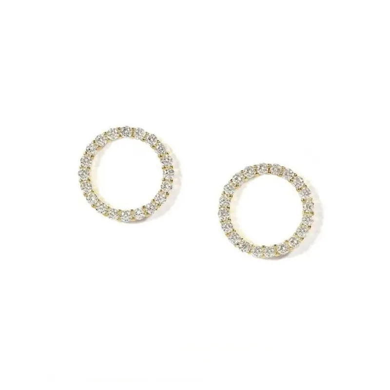 Delicate Small Circle Stud Earrings for Women Gold Color Crystal Minimalist Korean Party Summer Fashion Jewelry Accessories-6