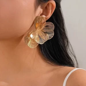 lacteo creative multi layer petal flower stud earrings for women trendy classic floral piercing earrings fashion jewelry gift