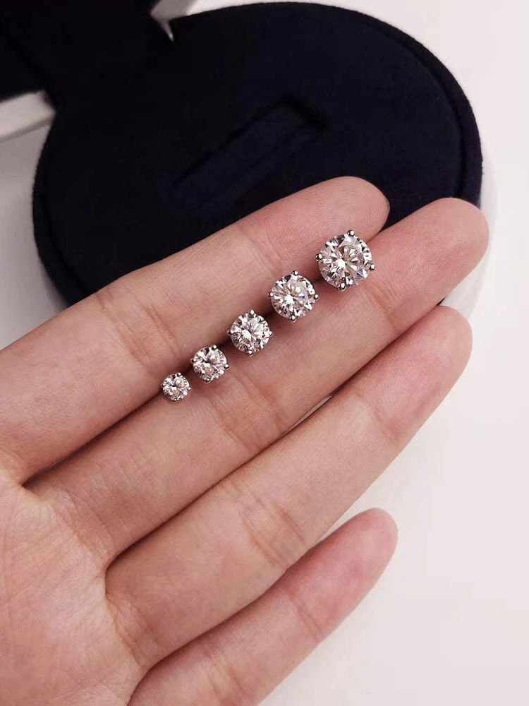 BAMOER Platinum Plated Classic Round CZ Stud Earrings Prongs Set 925 Sterling Silver Hypoallergenic Elegant Jewellry 3mm 5mm 7mm-2 BAMOER Platinum Plated Classic Round CZ Stud Earrings Prongs Set 925 Sterling Silver Hypoallergenic Elegant Jewellry 3mm 5mm 7mm-2