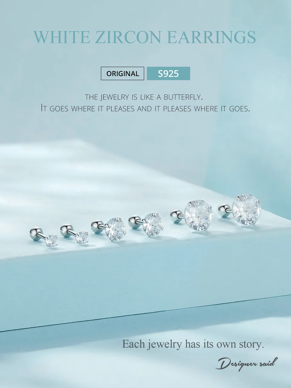 BAMOER Platinum Plated Classic Round CZ Stud Earrings Prongs Set 925 Sterling Silver Hypoallergenic Elegant Jewellry 3mm 5mm 7mm-3 BAMOER Platinum Plated Classic Round CZ Stud Earrings Prongs Set 925 Sterling Silver Hypoallergenic Elegant Jewellry 3mm 5mm 7mm-3