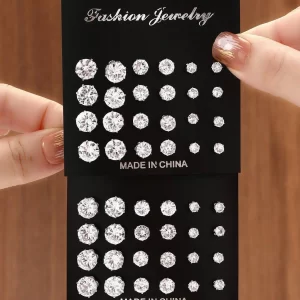 12 pairs of luxurious, simple, shiny, and caring zirconia decorative earrings are suitable for gifts to parties,and couples