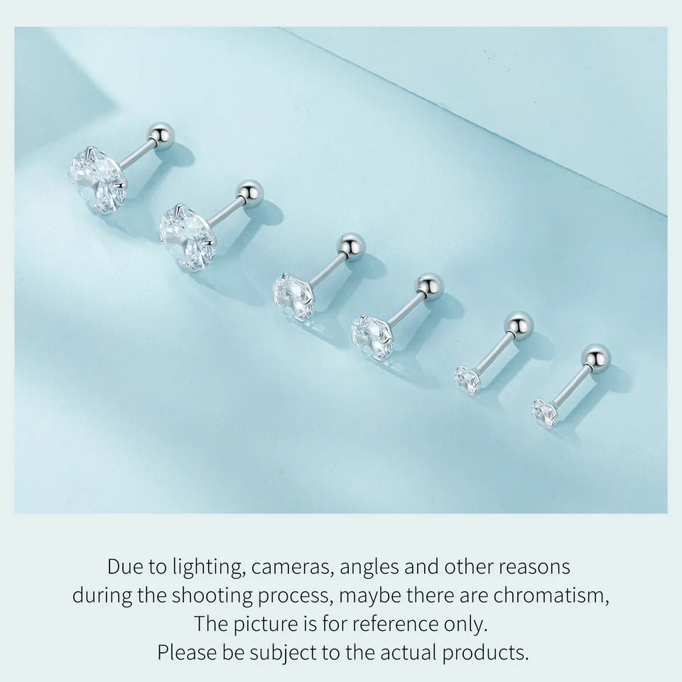 BAMOER Platinum Plated Classic Round CZ Stud Earrings Prongs Set 925 Sterling Silver Hypoallergenic Elegant Jewellry 3mm 5mm 7mm-9 BAMOER Platinum Plated Classic Round CZ Stud Earrings Prongs Set 925 Sterling Silver Hypoallergenic Elegant Jewellry 3mm 5mm 7mm-9