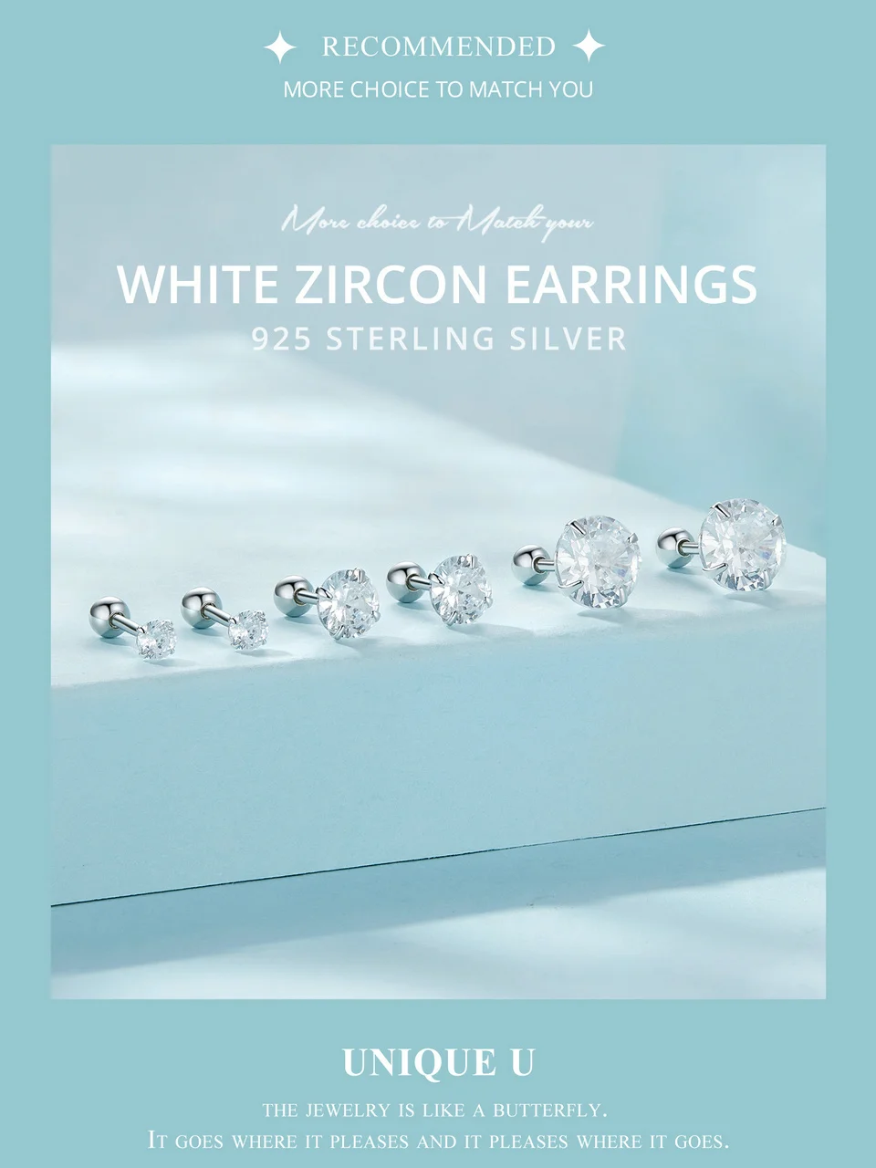BAMOER Platinum Plated Classic Round CZ Stud Earrings Prongs Set 925 Sterling Silver Hypoallergenic Elegant Jewellry 3mm 5mm 7mm-12 BAMOER Platinum Plated Classic Round CZ Stud Earrings Prongs Set 925 Sterling Silver Hypoallergenic Elegant Jewellry 3mm 5mm 7mm-12