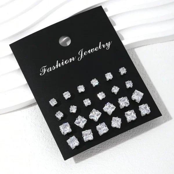 12 pairs of luxurious, simple, shiny, and caring zirconia decorative earrings are suitable for gifts to parties,and couples