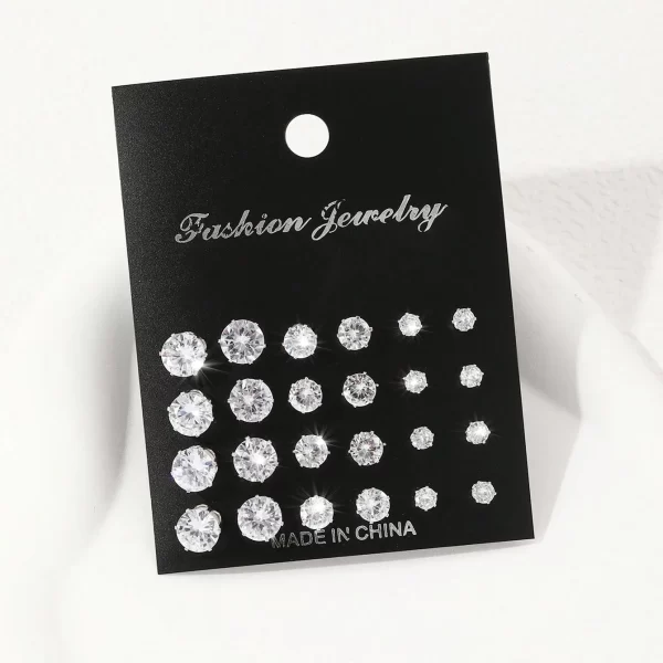 12 pairs of luxurious, simple, shiny, and caring zirconia decorative earrings are suitable for gifts to parties,and couples