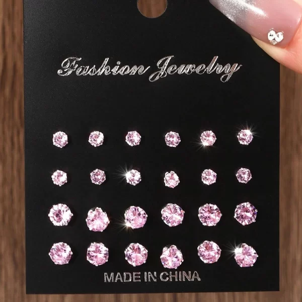 12 pairs of luxurious, simple, shiny, and caring zirconia decorative earrings are suitable for gifts to parties,and couples