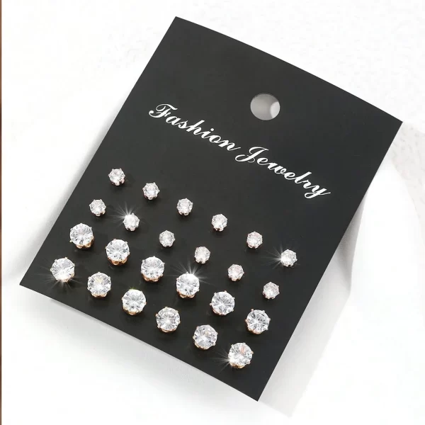 12 pairs of luxurious, simple, shiny, and caring zirconia decorative earrings are suitable for gifts to parties,and couples