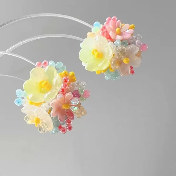 new exquisite colorful flower round stud earrings for women romantic beads flower earrings sweet fashion ear jewelry accessories