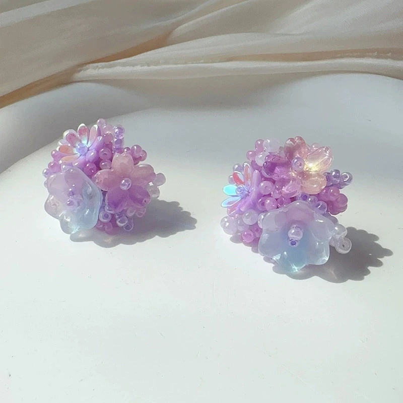 New Exquisite Colorful Flower Round Stud Earrings for Women Romantic Beads Flower Earrings Sweet Fashion Ear Jewelry Accessories-1 New Exquisite Colorful Flower Round Stud Earrings for Women Romantic Beads Flower Earrings Sweet Fashion Ear Jewelry Accessories-1