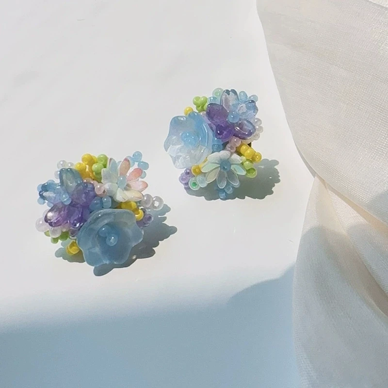 New Exquisite Colorful Flower Round Stud Earrings for Women Romantic Beads Flower Earrings Sweet Fashion Ear Jewelry Accessories-2 New Exquisite Colorful Flower Round Stud Earrings for Women Romantic Beads Flower Earrings Sweet Fashion Ear Jewelry Accessories-2
