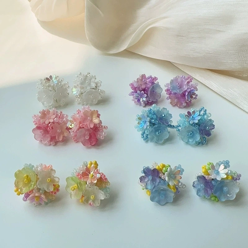 New Exquisite Colorful Flower Round Stud Earrings for Women Romantic Beads Flower Earrings Sweet Fashion Ear Jewelry Accessories-3 New Exquisite Colorful Flower Round Stud Earrings for Women Romantic Beads Flower Earrings Sweet Fashion Ear Jewelry Accessories-3