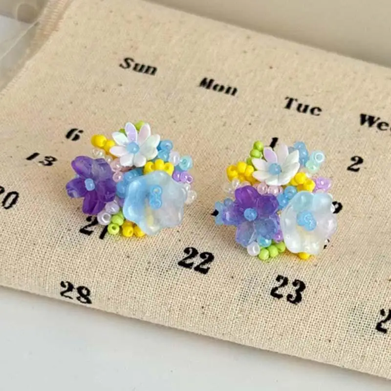 New Exquisite Colorful Flower Round Stud Earrings for Women Romantic Beads Flower Earrings Sweet Fashion Ear Jewelry Accessories-8 New Exquisite Colorful Flower Round Stud Earrings for Women Romantic Beads Flower Earrings Sweet Fashion Ear Jewelry Accessories-8