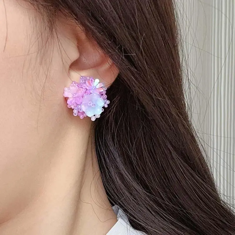 New Exquisite Colorful Flower Round Stud Earrings for Women Romantic Beads Flower Earrings Sweet Fashion Ear Jewelry Accessories-9 New Exquisite Colorful Flower Round Stud Earrings for Women Romantic Beads Flower Earrings Sweet Fashion Ear Jewelry Accessories-9