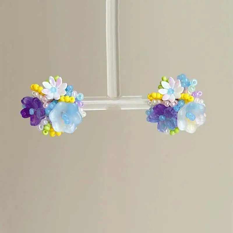 New Exquisite Colorful Flower Round Stud Earrings for Women Romantic Beads Flower Earrings Sweet Fashion Ear Jewelry Accessories-12 New Exquisite Colorful Flower Round Stud Earrings for Women Romantic Beads Flower Earrings Sweet Fashion Ear Jewelry Accessories-12