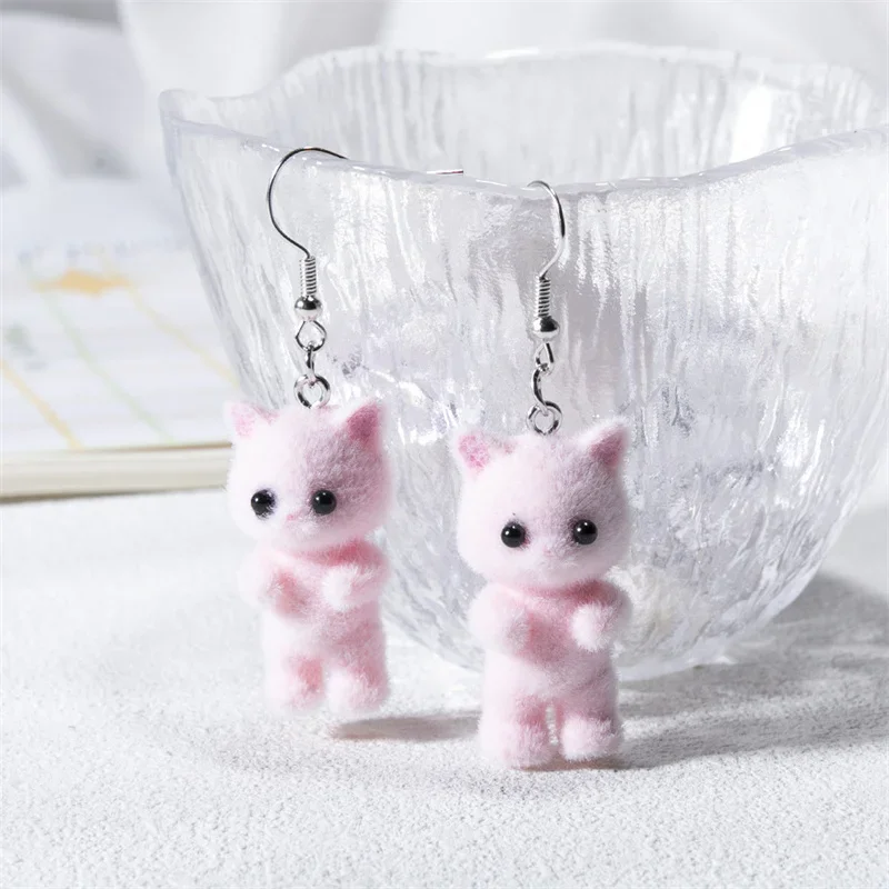 Cute Resin Flocked 3D Cat Earrings,Cartoon Animal Earrings,Holiday Party Gift-6 Cute Resin Flocked 3D Cat Earrings,Cartoon Animal Earrings,Holiday Party Gift-6