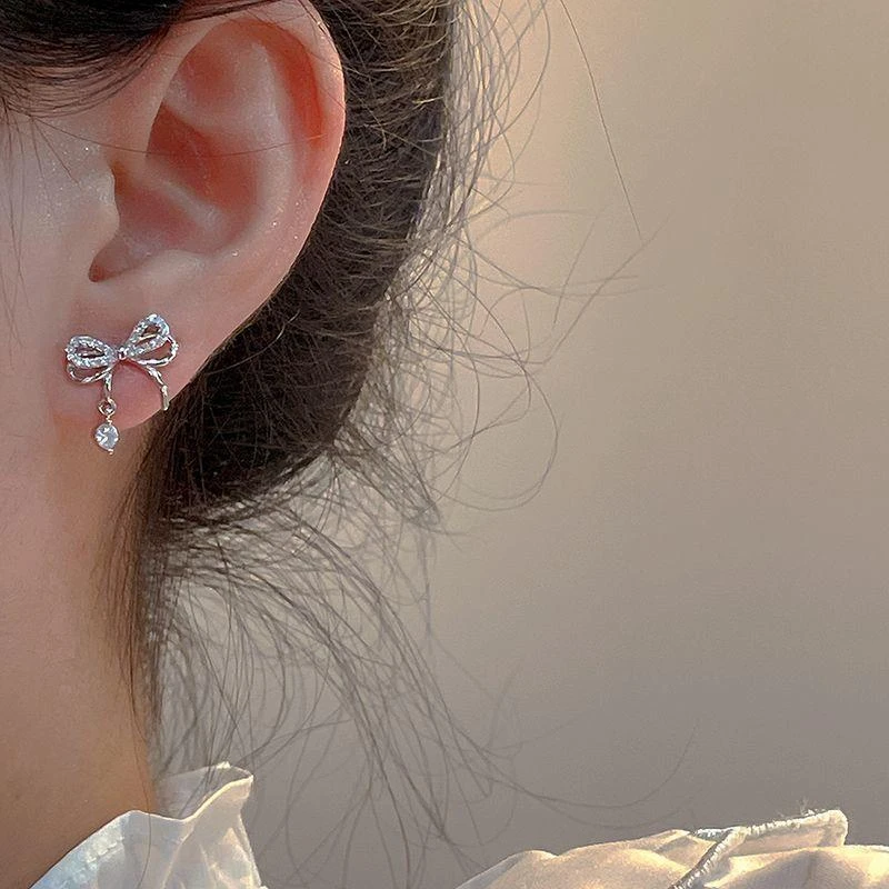 JWER Trend Elegant Alloy Bowknot Zircon Small Studs Earring Korea Charm Chic Women Crystal Piercings Jewelry for Teens-5 JWER Trend Elegant Alloy Bowknot Zircon Small Studs Earring Korea Charm Chic Women Crystal Piercings Jewelry for Teens-5
