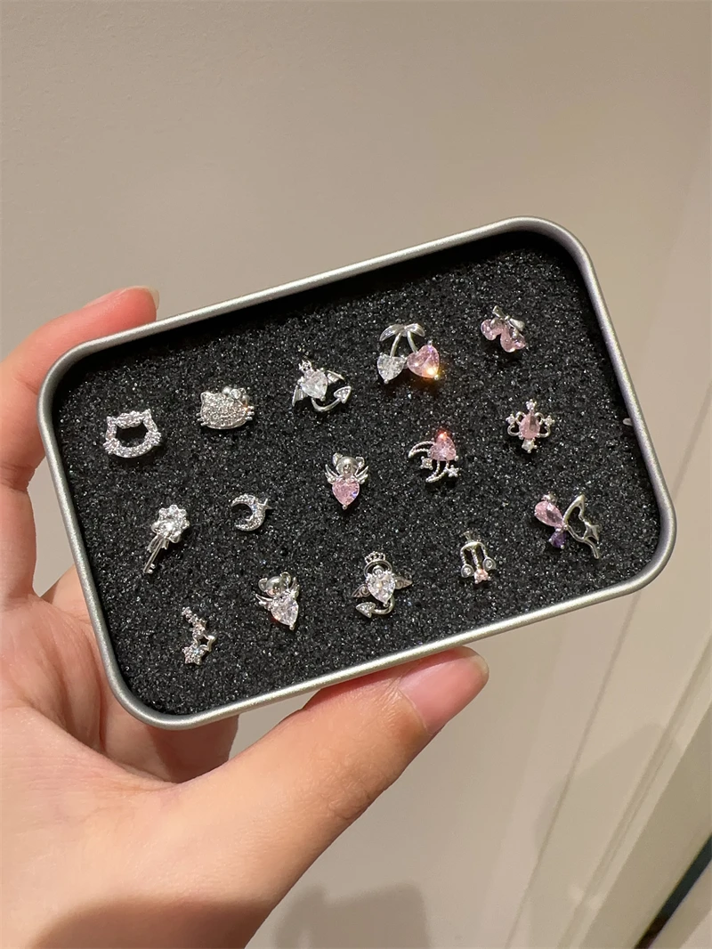 1 PCS Shiny Pink Zircon 316L Stainless Steel Ear Bone Nail New Fashion Delicate Earrings for Women Y2K Piercing Jewelry Gifts-2