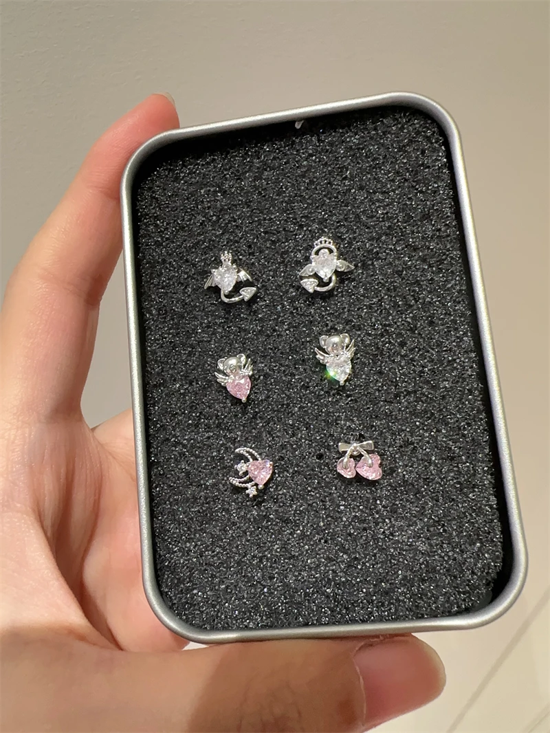 1 PCS Shiny Pink Zircon 316L Stainless Steel Ear Bone Nail New Fashion Delicate Earrings for Women Y2K Piercing Jewelry Gifts-10