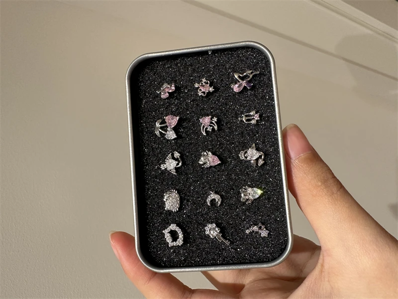 1 PCS Shiny Pink Zircon 316L Stainless Steel Ear Bone Nail New Fashion Delicate Earrings for Women Y2K Piercing Jewelry Gifts-15