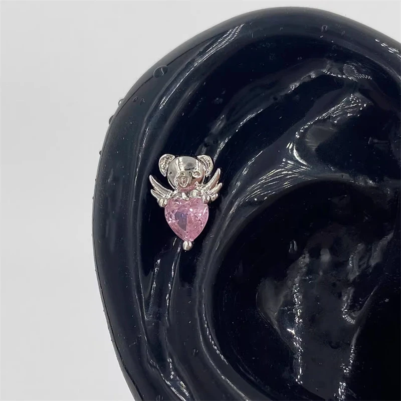 1 PCS Shiny Pink Zircon 316L Stainless Steel Ear Bone Nail New Fashion Delicate Earrings for Women Y2K Piercing Jewelry Gifts-18
