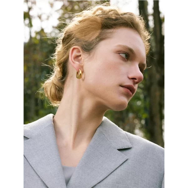 yhpup 316l stainless steel geometric u shape hoop earrings 18k gold pvd plated popular daily classy waterproof jewelry accessory