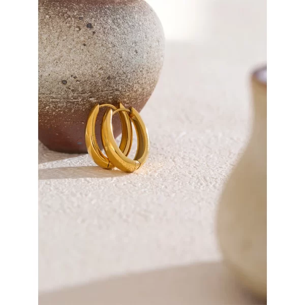 yhpup 316l stainless steel geometric u shape hoop earrings 18k gold pvd plated popular daily classy waterproof jewelry accessory