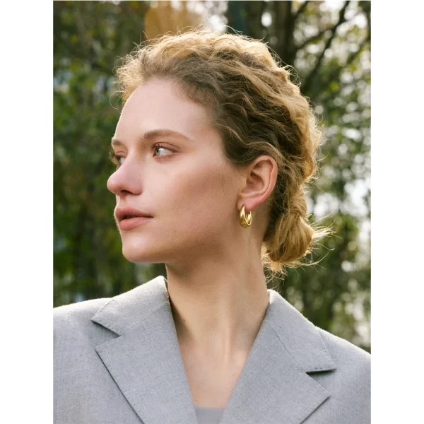 yhpup 316l stainless steel geometric u shape hoop earrings 18k gold pvd plated popular daily classy waterproof jewelry accessory