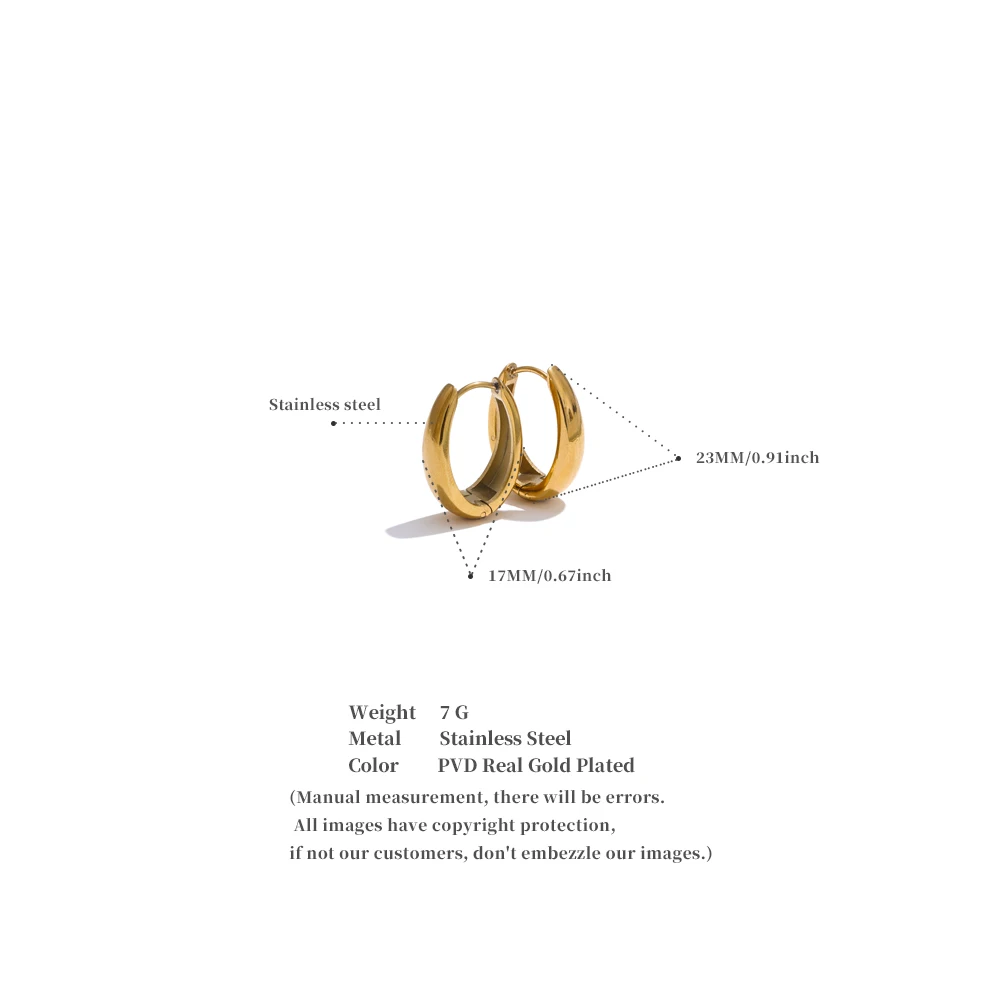 Yhpup 316L Stainless Steel Geometric U-Shape Hoop Earrings 18K Gold PVD Plated Popular Daily Classy Waterproof Jewelry Accessory-9 Yhpup 316L Stainless Steel Geometric U-Shape Hoop Earrings 18K Gold PVD Plated Popular Daily Classy Waterproof Jewelry Accessory-9