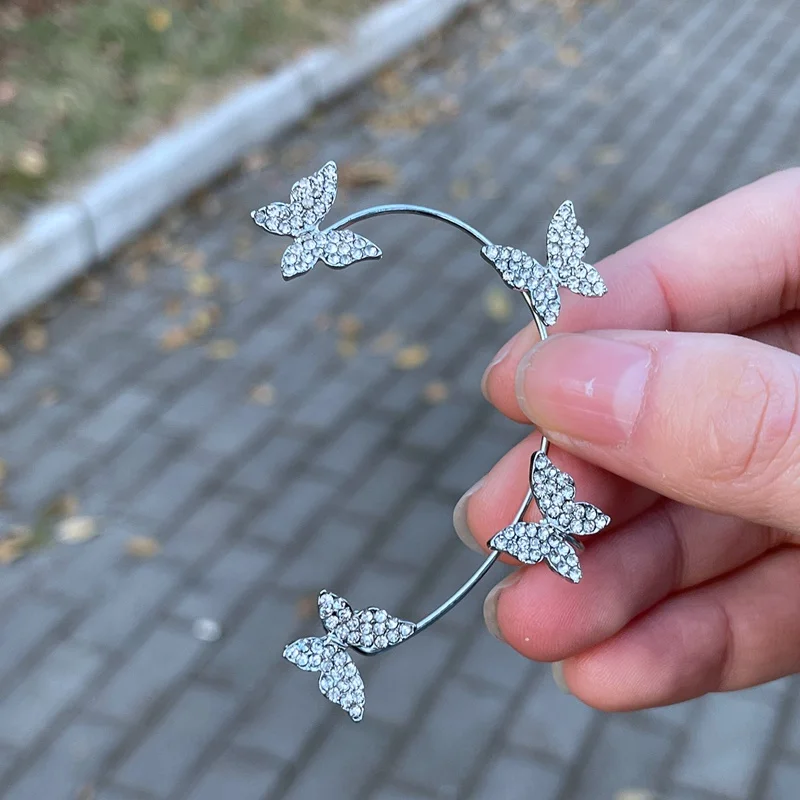 Korean Style Butterfly Ear Clips Without Piercing For Women Sparkling Zircon Ear Cuff Clip Earrings Wedding Party Jewelry Gifts-4 Korean Style Butterfly Ear Clips Without Piercing For Women Sparkling Zircon Ear Cuff Clip Earrings Wedding Party Jewelry Gifts-4