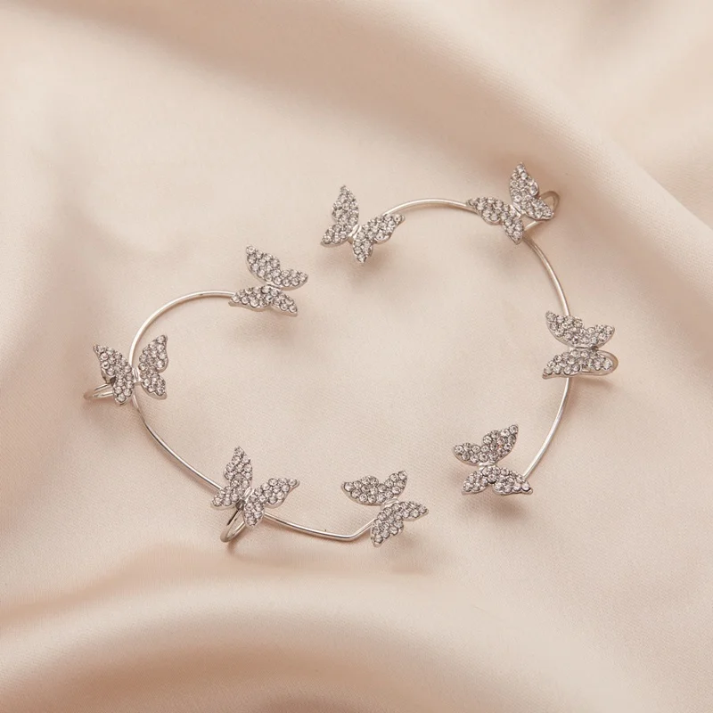 Korean Style Butterfly Ear Clips Without Piercing For Women Sparkling Zircon Ear Cuff Clip Earrings Wedding Party Jewelry Gifts-5 Korean Style Butterfly Ear Clips Without Piercing For Women Sparkling Zircon Ear Cuff Clip Earrings Wedding Party Jewelry Gifts-5
